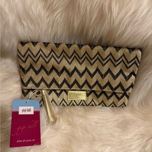 Gigi Hill Metallic Chevron Clutch